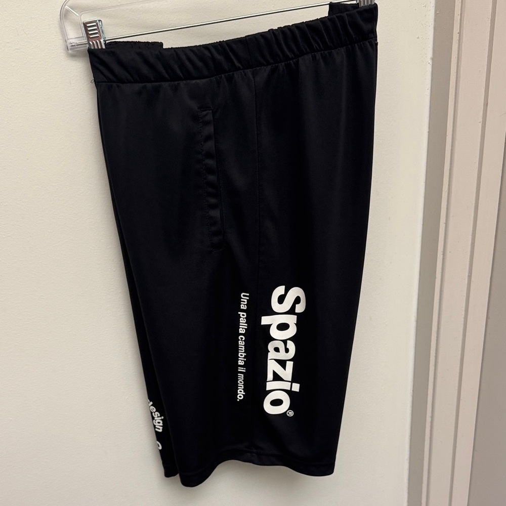 Vintage 90s Spazio Black Athletic Shorts from Brazil nylon L